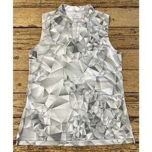 Nike Women’s Size S Gray Dr-Fit Victory Sleeveless Printed Polo Shirt NWOT